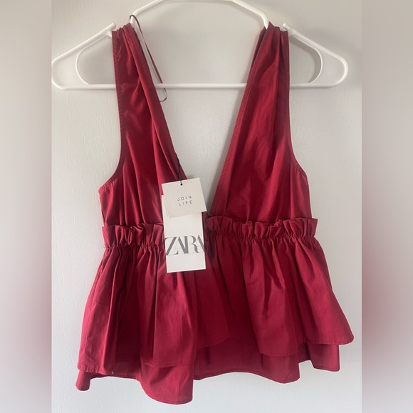 Zara Ruffled Poplin Top - Picture 2 of 4